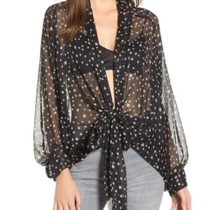 Star Dazed Tie Front Kimono - O/S